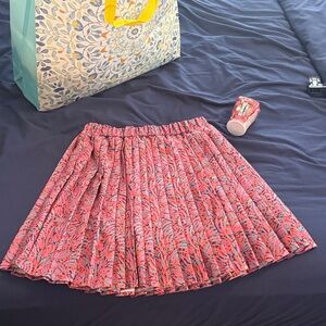 Pleated Pink Floral Skater Skirt